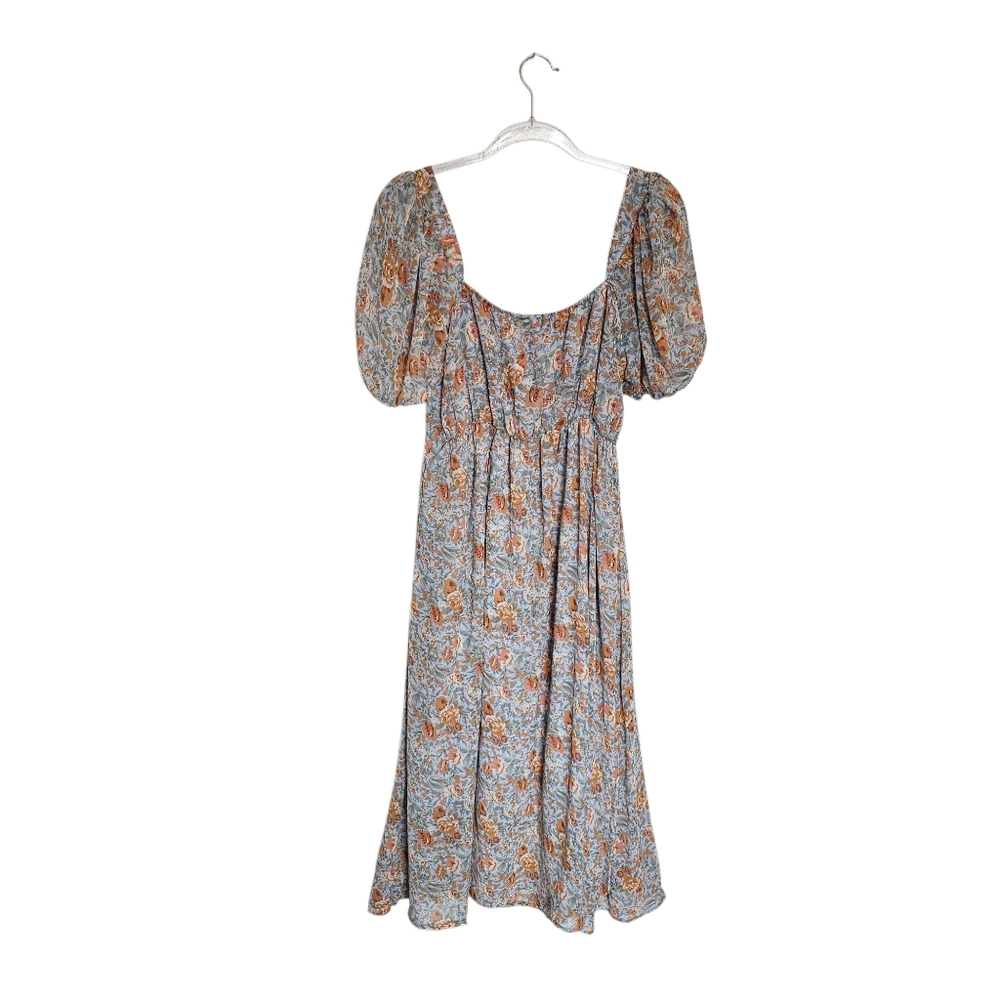 Petal & Pup Floral Midi Dress - Orange and Blue - Picture 5 of 11